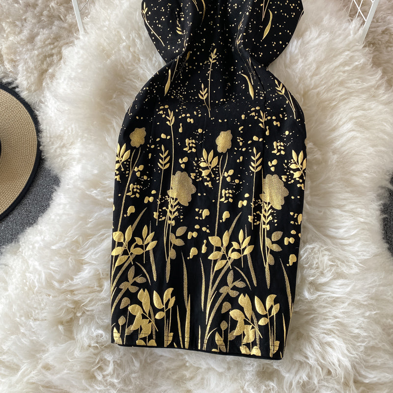 Tight gilt print small Hip Wrap Skirt  2831