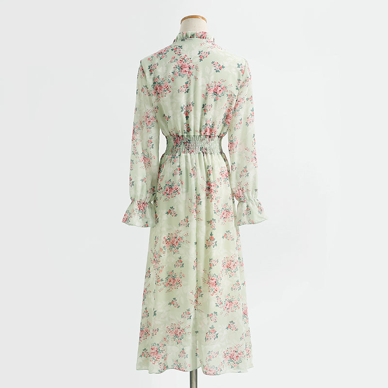 New gentle lace up long sleeve dress small and fresh  2218