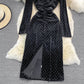 Slim fit hot drill high-grade tight Hip Wrap Dress  3396