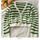 Striped loose thin single breasted cardigan long sleeved sweater  1850