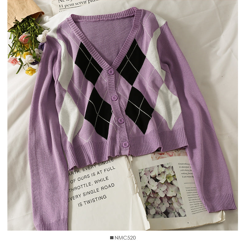 Knitwear women's autumn short slim top  1832