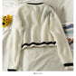 Korean contrast stitching short single breasted outer sweater  2045