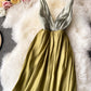 Low cut suspender with open back and waist to show thin dress  2835
