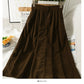 Hong Kong style retro high waist medium length casual A-line skirt  2574