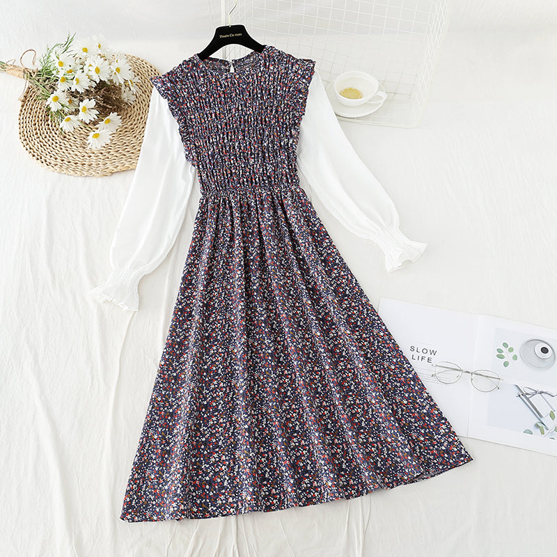 New female floral dress design sense of minority tea break skirt Kikyo early autumn  2414