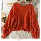 Slim low neck Pullover long sleeve top women's new solid color versatile curled sweater  2022