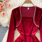 Hepburn style waist closed to show thin temperament, large swing skirt  3237