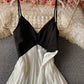 Suspender backless Pleated Dress super fairy big swing dress  2717