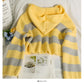 Korean stripe short loose thin hooded long sleeved sweater  1939