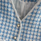 Vintage small fragrance woven tweed V-neck coat  1664