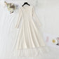 Slim waist with vintage mesh stitching, knee length sweater skirt  2406