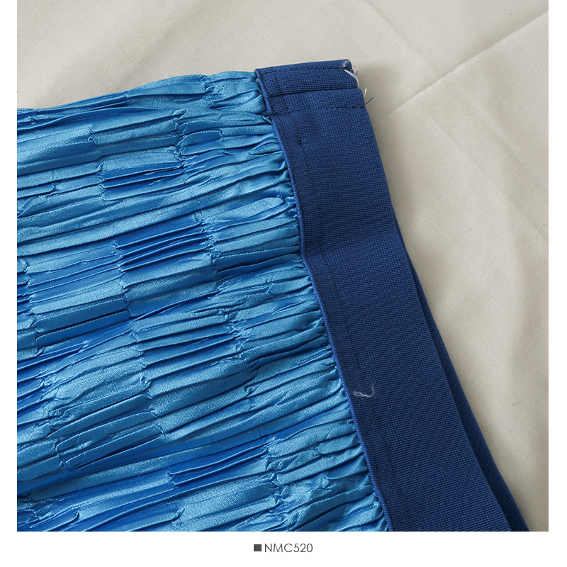 Korean style versatile gloss vertical stripe medium length skirt  2643
