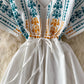Embroidered V-neck cotton linen dress  3078