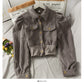 Korean minority corduroy short lapel jacket  2084
