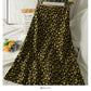 Hong Kong style retro floral high waist medium length A-line skirt  2485