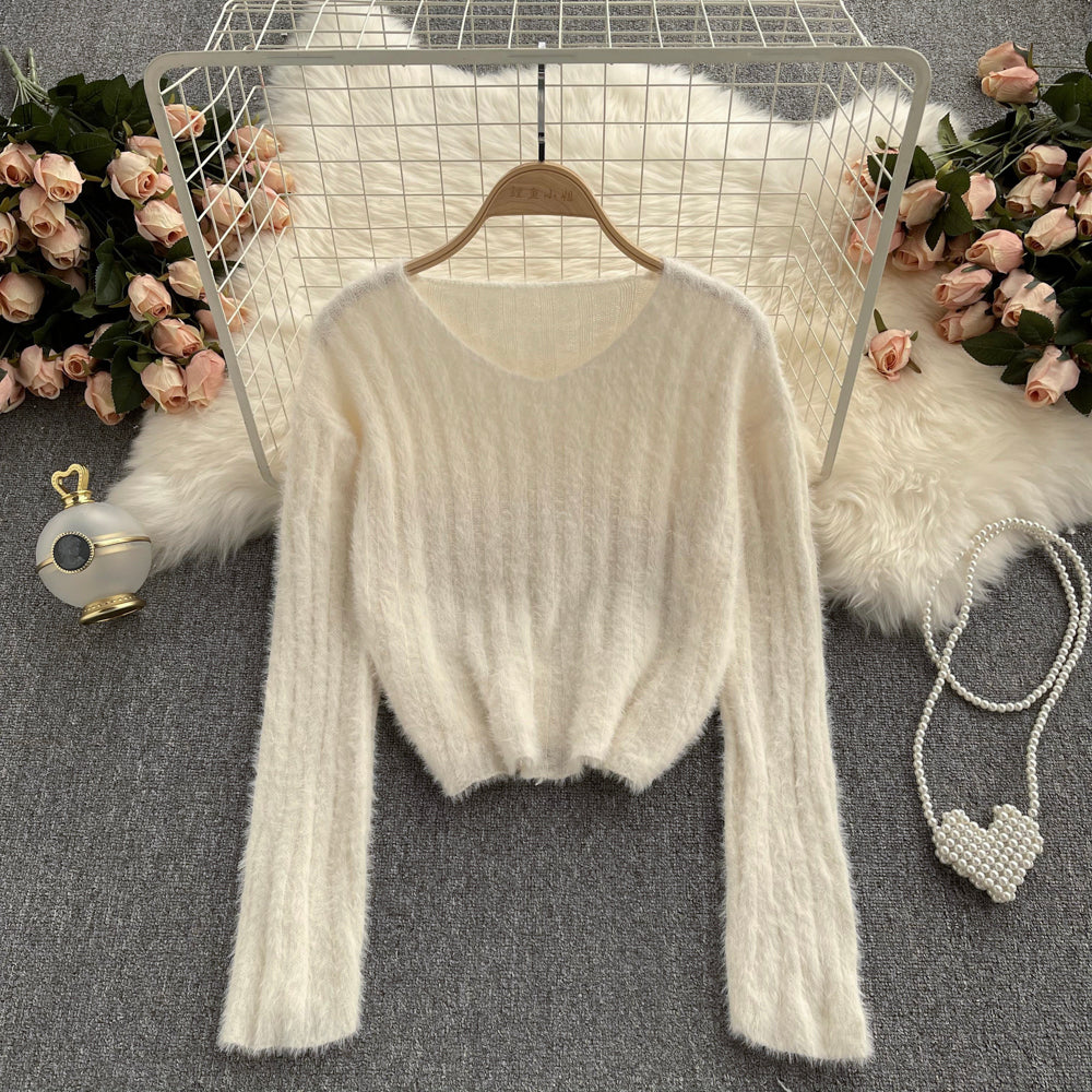 Vielseitiger Kurzpullover aus Mohair 1615