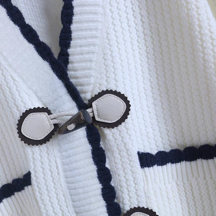 Cardigan, pull ample, haut boutonné en corne 1402