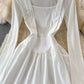 Pleated long sleeve dress women's slim A-line skirt  3259