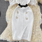 Off shoulder double breasted dress split Hip Wrap Dress  2984