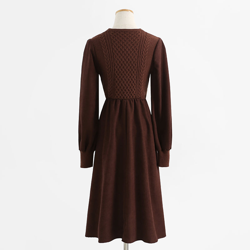Premium lace up wool dress with bottom skirt  2332