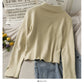 Korean leopard bow half high neck solid color sweater for women  1935