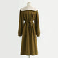 New French dress Hepburn wind lamp corduroy bottomed skirt baby collar skirt  2239