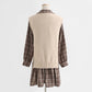 New vest LONG SLEEVE DRESS Plaid age reduction fashion two-piece suit skirt  2176