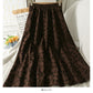Hong Kong Style Vintage Floral elastic waist thin skirt  2549