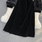 Medium length square neck velvet stitched Sequin bubble sleeve  3091