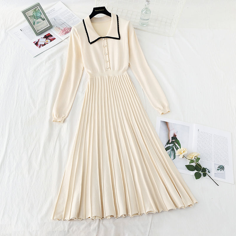 New autumn and winter long sleeve pleated light mature wind with bottom skirt  2224