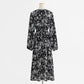 New long sleeved lady temperament black skirt retro long skirt  2335