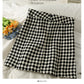 Korean retro color blocking Plaid high waist slim and versatile A-line skirt  2629