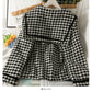 Loose and thin thousand bird check cardigan thickened coat in autumn and winter  2091