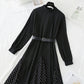 Versatile patchwork irregular loose slim French dress  2314