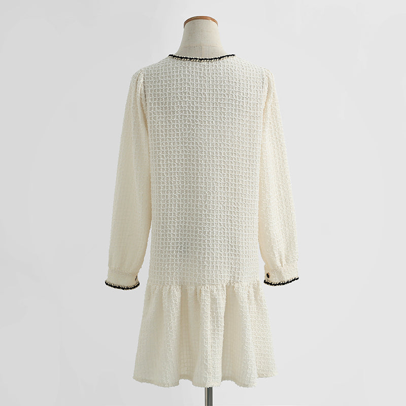 Long sleeves show thin temperament, small black skirt reduce age, foreign style tea break  2427