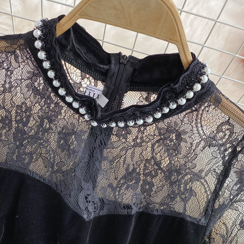 High waist, narrow waist, super fairy Hepburn style, large swing long skirt  3110