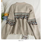 New Plaid single breasted cardigan long sleeved sweater  2055