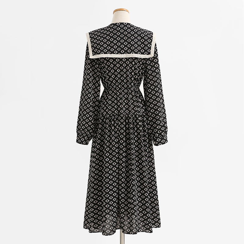 Dress temperament black printed skirt bottomed long skirt  2204