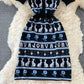 Cartoon rabbit letter jacquard V-neck slim dress  3196