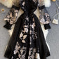 Unique A line embroidery dress black dress  1308