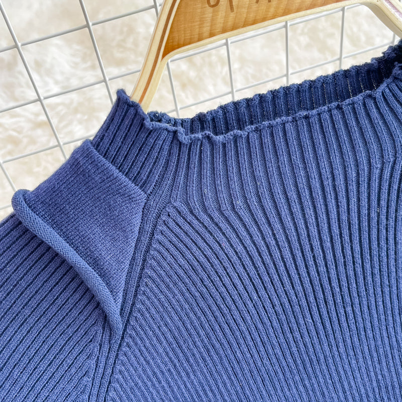 Celebrity temperament stand collar bottomed knitted dress  2870