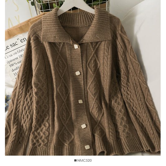 Pull femme ample et fin col haut manches longues treillis 1846