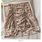 Koreanischer Blumenfaltenrock mit hoher Taille 2618