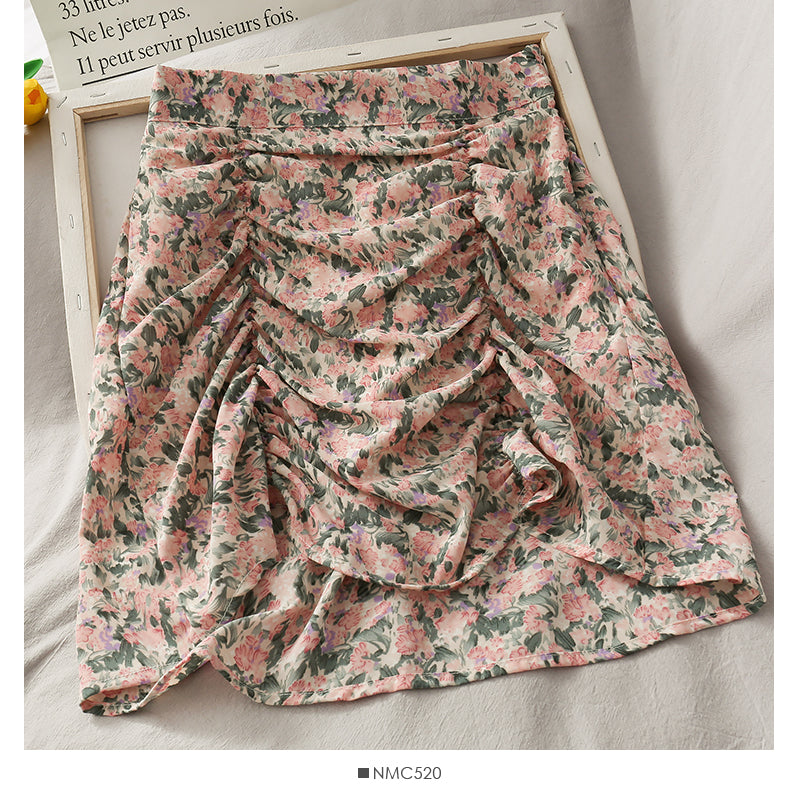 Koreanischer Blumenfaltenrock mit hoher Taille 2618