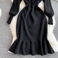 Thin knit ruffled fishtail buttock dress  3016