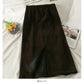 Hong Kong style retro vertical stripe elastic waist thin skirt  2521