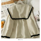 Hong Kong style retro color matching woolen single breasted loose coat for women  2109