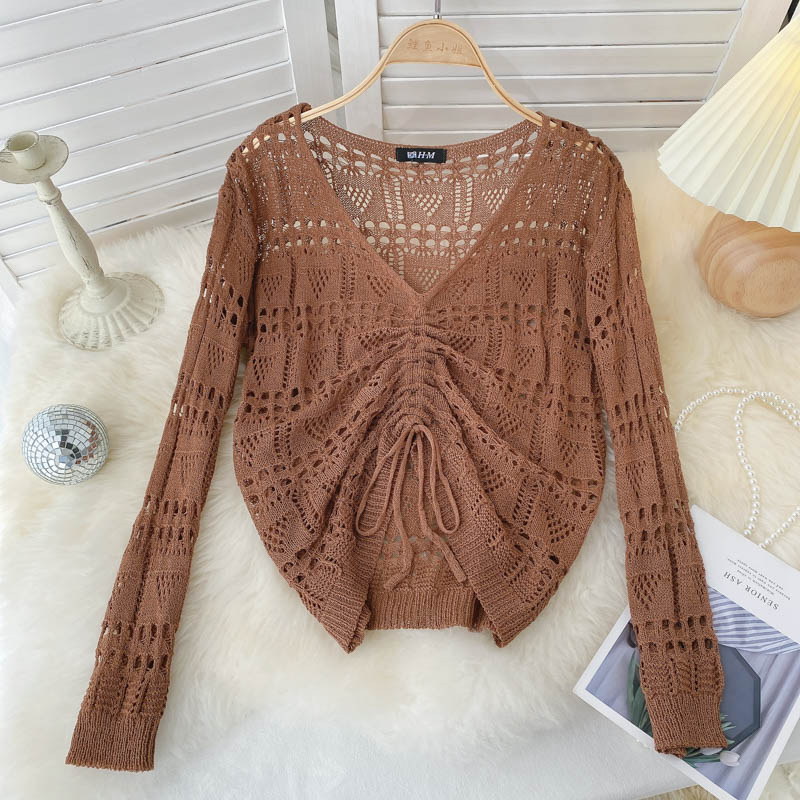 Hollow out design V-Neck Sweater for women  1582