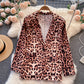 European and American style versatile medium and long leopard print suit  1563