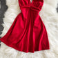 Sexy temperament cross backless neck V-neck dress  2735